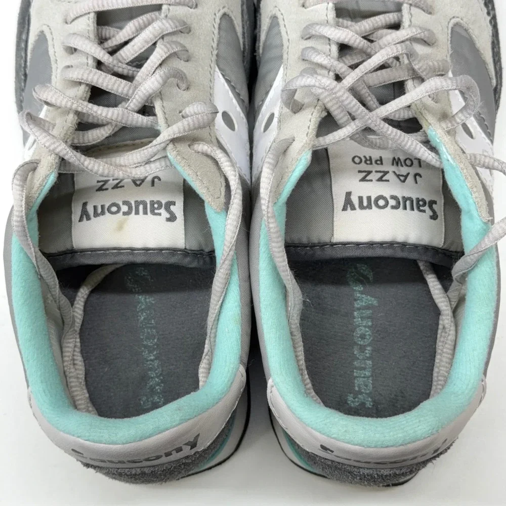 Saucony Jazz Low Pro Grey Mint Green Suede Nylon Sneakers 1866-103 Womens 7‎